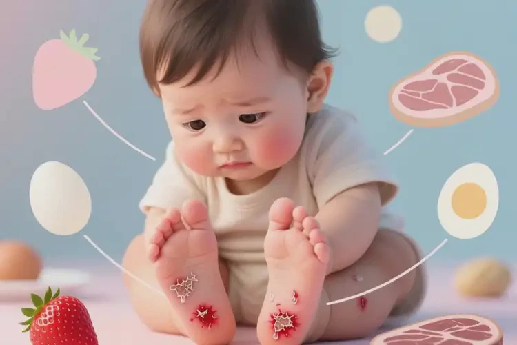 小孩腳上出現(xiàn)濕疹哪些東西要注意別吃太多(圖1)