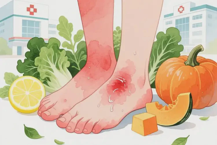 女生腳上長(zhǎng)濕疹后不可以吃哪些食物(圖1)