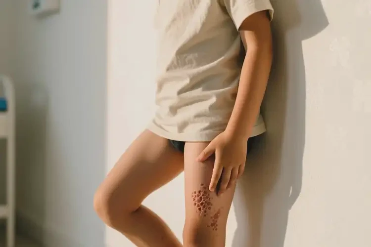 少兒大腿偶爾起濕疹不管它會自己好嗎(圖1)