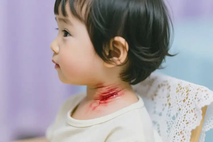 少兒脖子長濕疹康復(fù)的全過程(圖1)