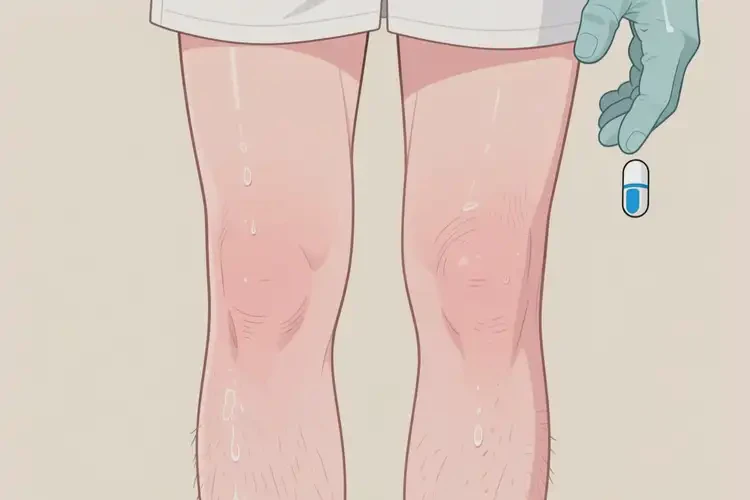 男生大腿上偶尔起湿疹不管它会自己自愈吗(图4)