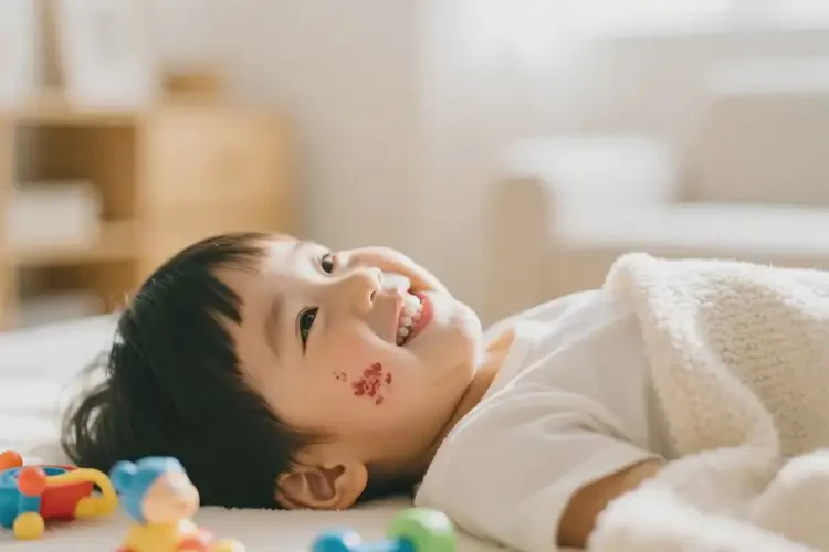 孩子臉上偶爾長濕疹不管它會自己好嗎(圖1)