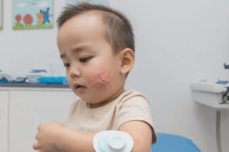 幼儿手臂上偶尔长湿疹康复的全过程(图3)