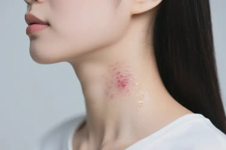 女生脖子有濕疹不管它會(huì)自己自愈嗎(圖1)