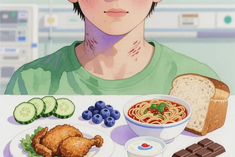 青少年脖子出現(xiàn)濕疹后不可以吃哪些食物(圖1)