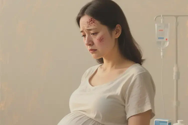 孕婦臉上有濕疹不管它會(huì)自己自愈嗎(圖1)