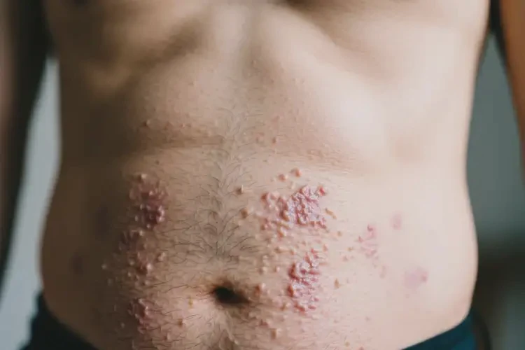 男性肚子上偶爾長濕疹可以徹底自愈嗎(圖1)
