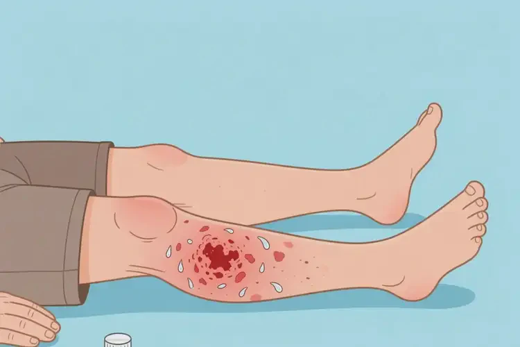 老人小腿上長濕疹不管它會自己自愈嗎(圖1)