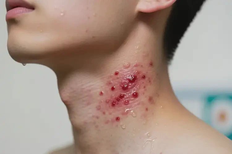 男生脖子上出現(xiàn)濕疹不管它會自己自愈嗎(圖1)