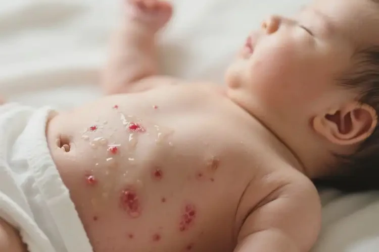 寶寶肚子上起濕疹不管它會(huì)自己痊愈嗎(圖1)