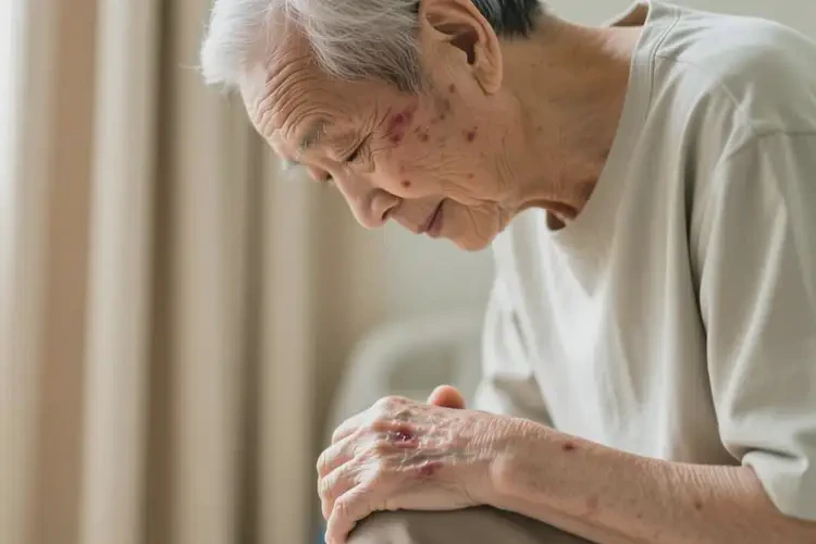 高齡老人臉上出濕疹不管它會(huì)自己自愈嗎(圖1)