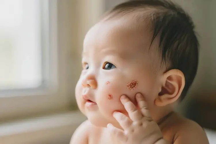 寶寶臉上偶爾長濕疹不管它會自己自愈嗎(圖1)