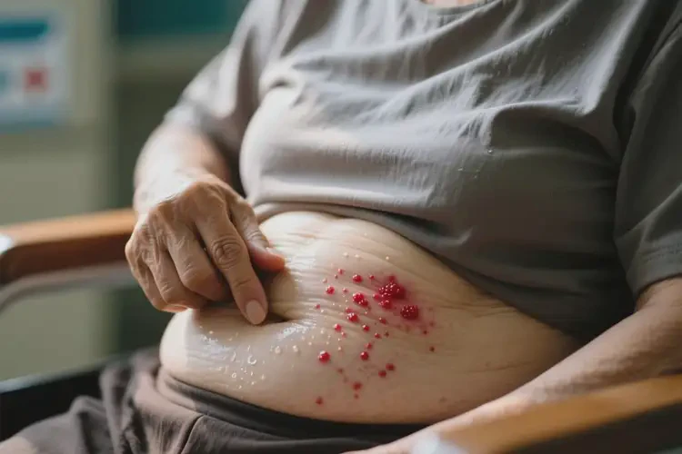 老年人肚子上起濕疹不管它會自己好嗎(圖1)