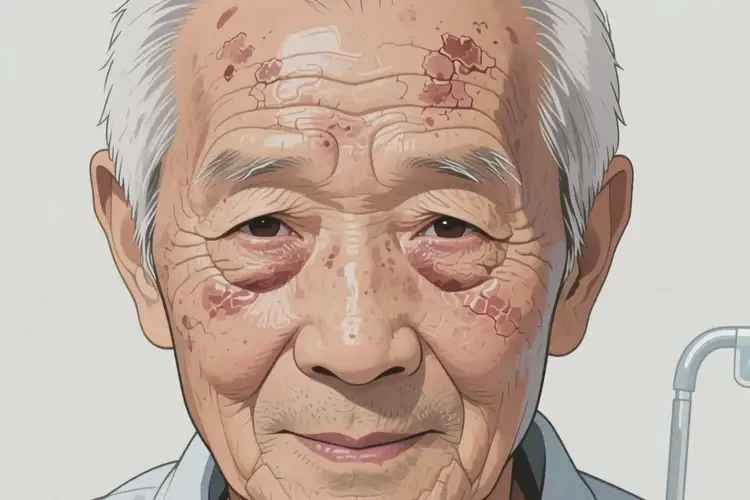 高齡老人面部長濕疹不管它會自己好嗎(圖1)