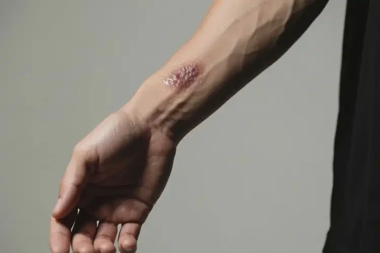 男性手臂上出現(xiàn)濕疹不管它會(huì)自己好嗎(圖1)