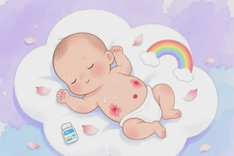 新生兒肚子上出現(xiàn)濕疹不管它會自己痊愈嗎(圖1)