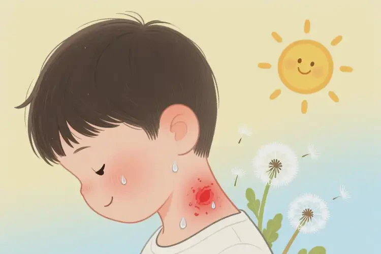 兒童脖子上容易起濕疹不管它會(huì)自己自愈嗎(圖1)