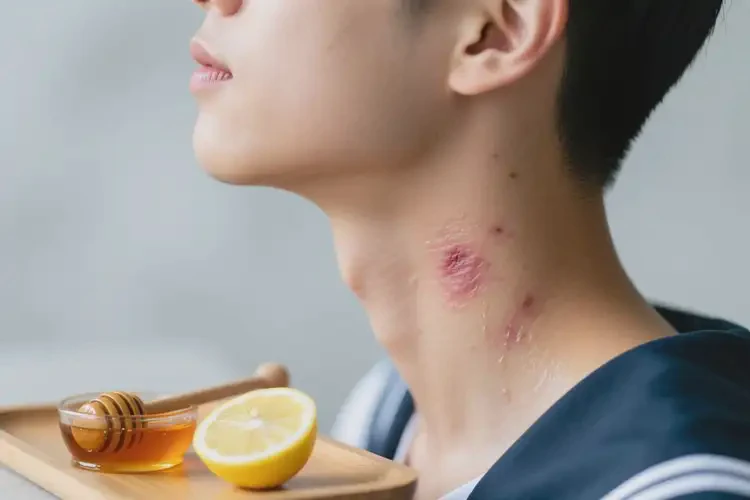 大學(xué)生脖子上出現(xiàn)濕疹可不可以徹底自愈(圖1)