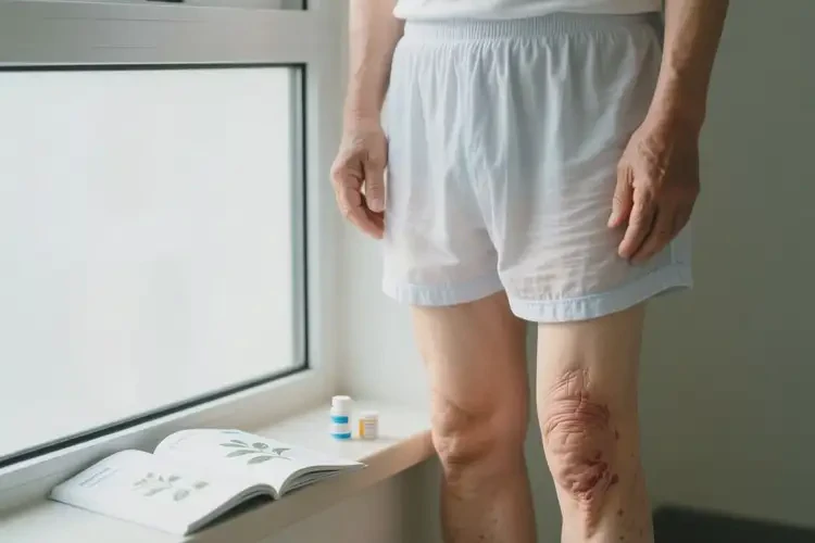 老年人大腿上偶爾起濕疹不管它會自己好嗎(圖1)