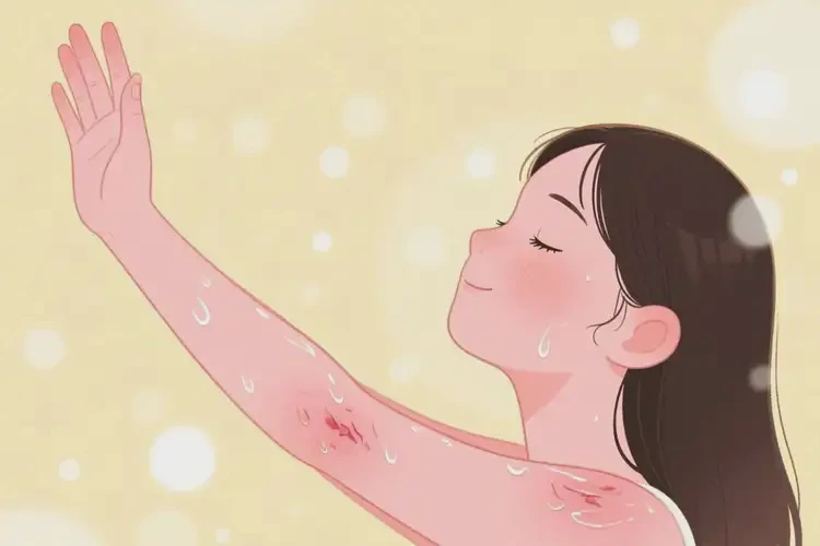 女人手臂上容易起濕疹不管它會(huì)自己痊愈嗎(圖1)