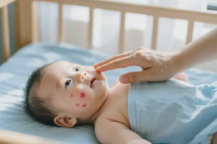 寶寶臉上偶爾起濕疹不管它會自己痊愈嗎(圖1)