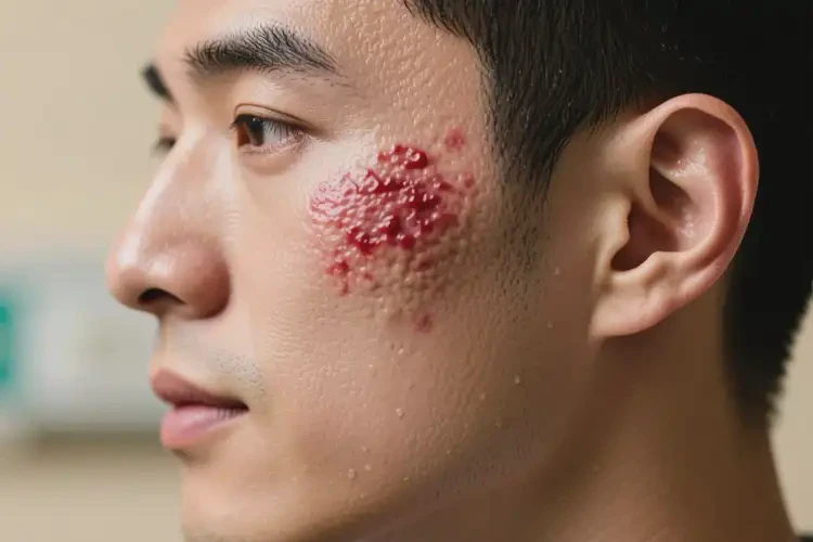 男性臉上容易長濕疹不管它會自己痊愈嗎(圖1)
