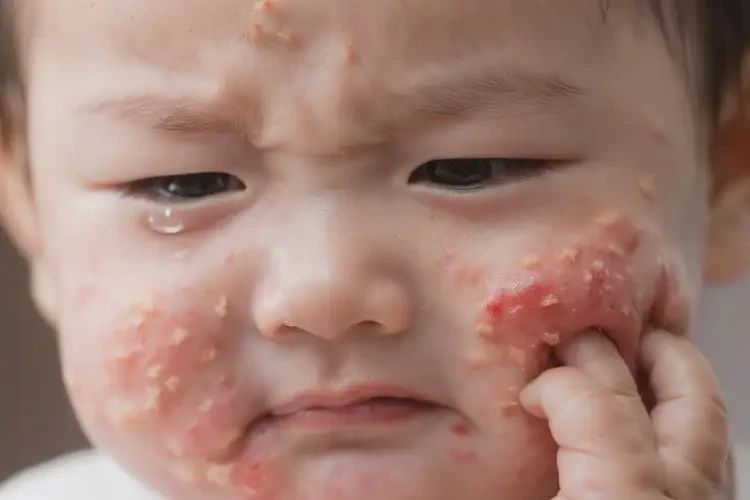 嬰兒臉上出現(xiàn)濕疹不管它會自己痊愈嗎(圖4)