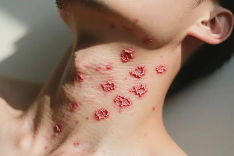 男性脖子長濕疹不管它會自己自愈嗎(圖1)