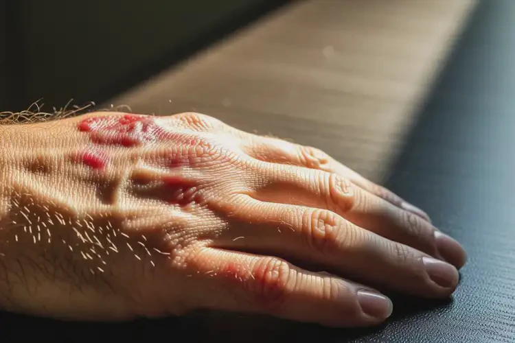 男人手上出現(xiàn)濕疹不管它會自己痊愈嗎(圖1)