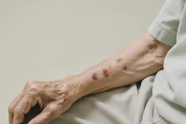 高齡老人手臂上偶爾長濕疹不管它會(huì)自己痊愈嗎(圖1)