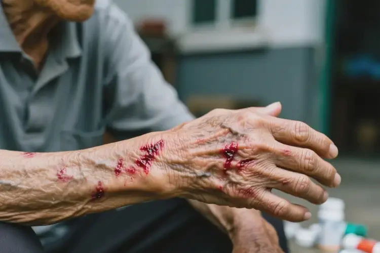 老年人手臂上出現(xiàn)濕疹不管它會(huì)自己好嗎(圖1)