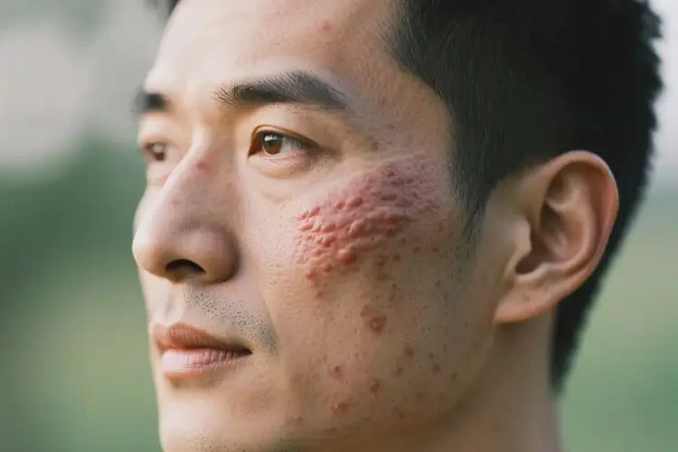 男性面部起湿疹不管它会自己好吗(图1)