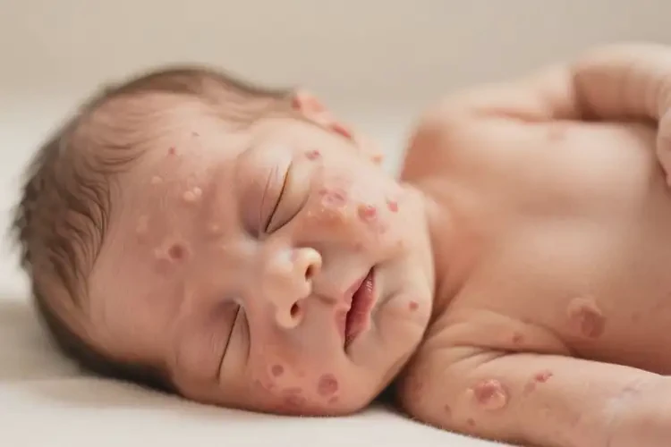 新生兒臉上出現(xiàn)濕疹能徹底自愈嗎(圖1)