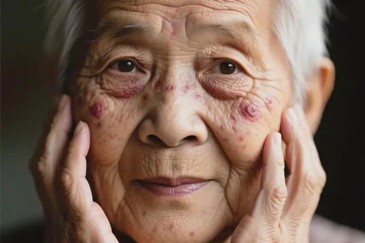 老年人臉上起濕疹不管它會(huì)自己痊愈嗎(圖1)