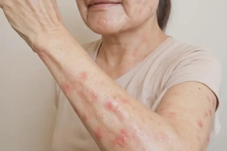 男生脖子上長(zhǎng)濕疹不管它會(huì)自己痊愈嗎(圖1)