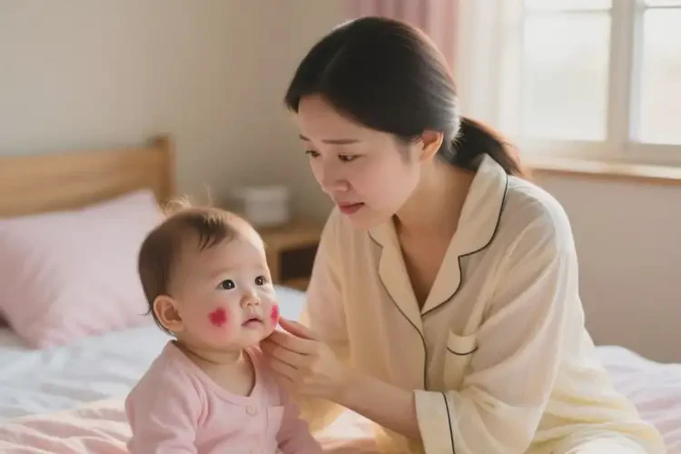 孩子臉上出濕疹不管它會自己自愈嗎(圖1)