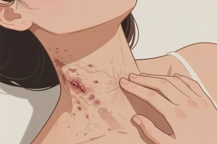 女生脖子長濕疹不管它會自己好嗎(圖2)