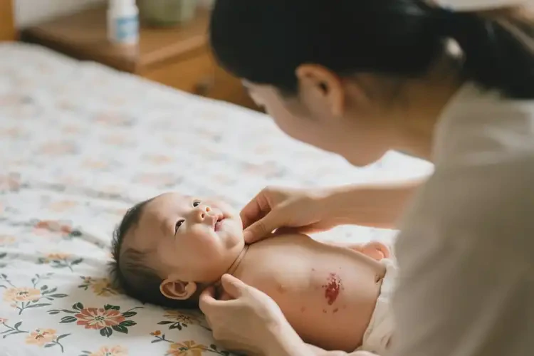 嬰兒脖子起濕疹不管它會自己好嗎(圖2)