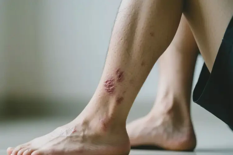 青年人小腿上出濕疹不管它會(huì)自己自愈嗎(圖1)