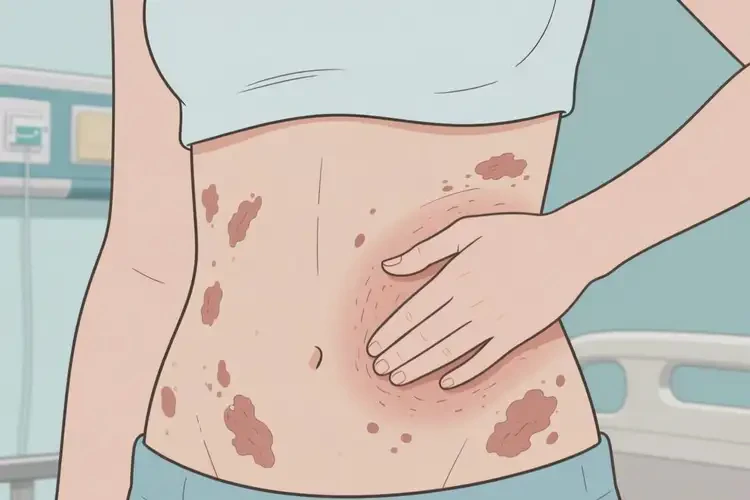 女性肚子上偶爾長(zhǎng)濕疹能夠徹底治愈嗎(圖1)