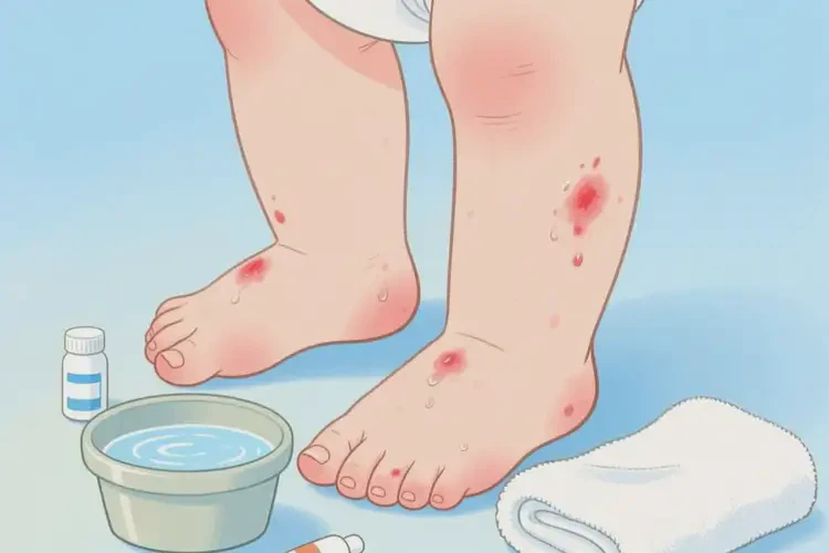 幼儿脚上长湿疹不管它会自己自愈吗(图1)