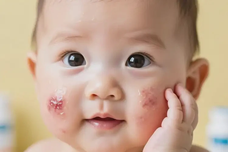 嬰兒臉上長濕疹可以徹底自愈嗎(圖1)