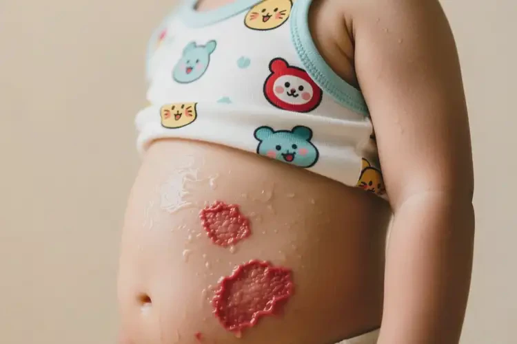 小孩肚子上出现湿疹不管它会自己痊愈吗(图1)