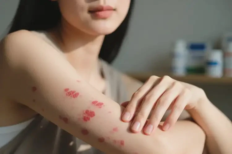 女人手臂上偶爾長濕疹可以徹底自愈嗎(圖1)