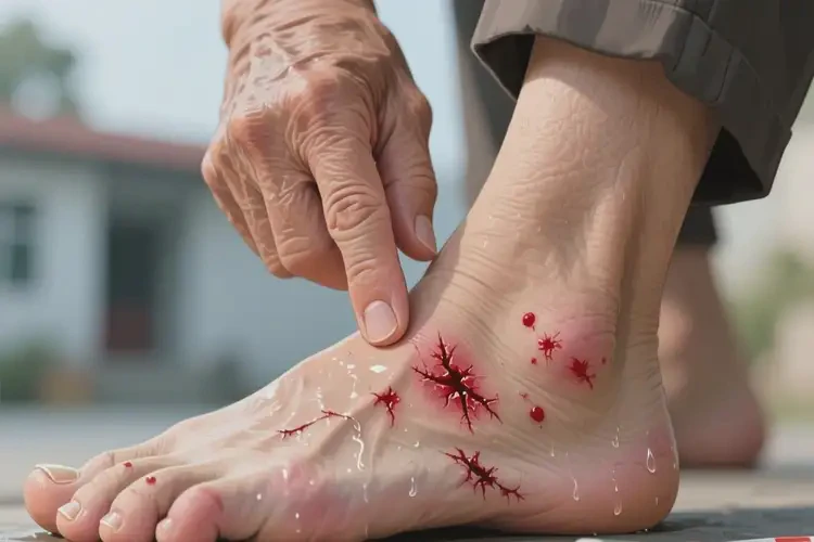 老人腳上出現(xiàn)濕疹不管它會(huì)自己好嗎(圖1)