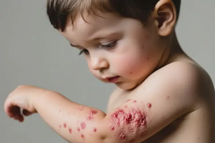 小儿手臂上起湿疹不管它会自己自愈吗(图1)