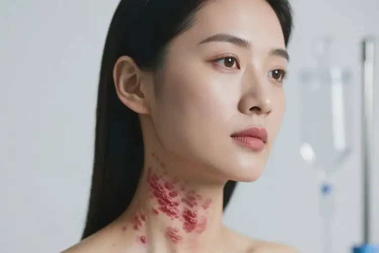 女生脖子長濕疹不管它會自己好嗎(圖1)