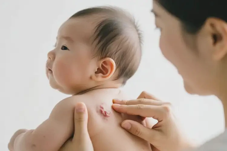 嬰兒脖子起濕疹不管它會自己好嗎(圖1)