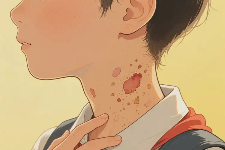 小學(xué)生脖子上有濕疹不管它會自己痊愈嗎(圖1)