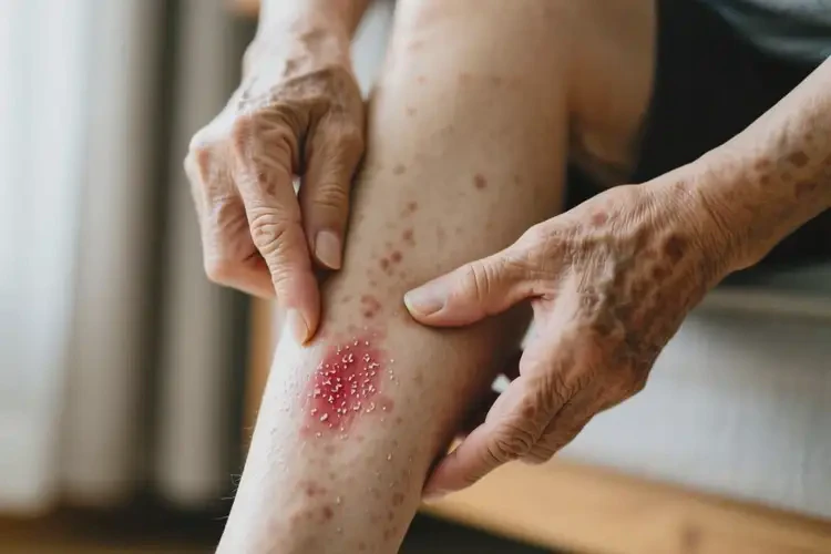 老人小腿上偶尔起湿疹能彻底自愈吗(图1)